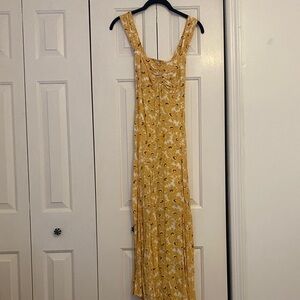 Yellow Floral Sleeveless Dress